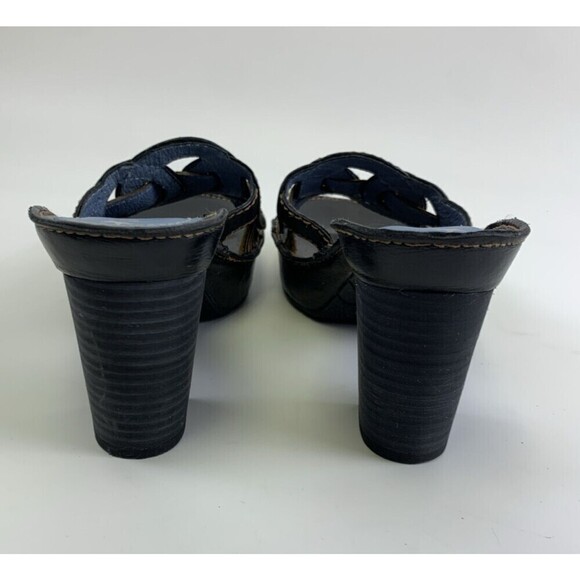 Indigo By Clarks Slide Heel Sandal Black Brown Leather Chunky Woven Womens 7 - Picture 5 of 12